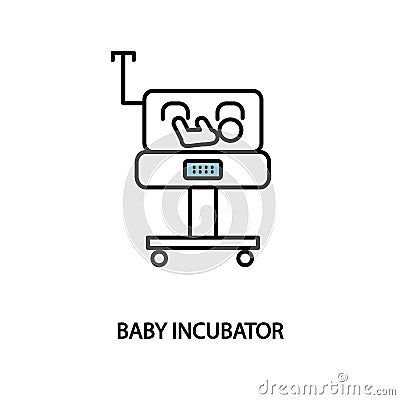 Baby incubator line icon. Neonatal intensive care unit. Premature Vector Illustration