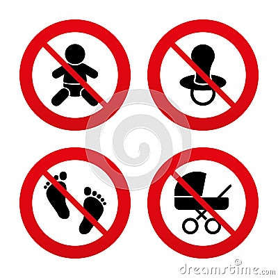 Baby infants icons. Buggy and dummy symbols Vector Illustration