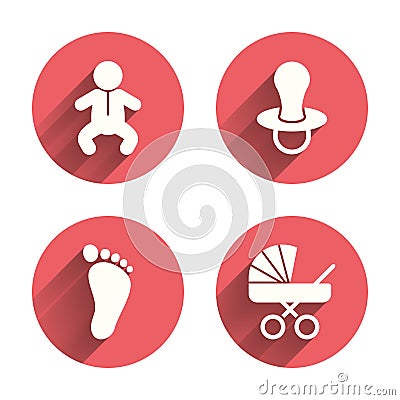 Baby infants icons. Buggy and dummy symbols Vector Illustration