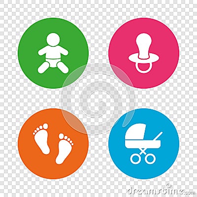 Baby infants icons. Buggy and dummy symbols. Vector Illustration