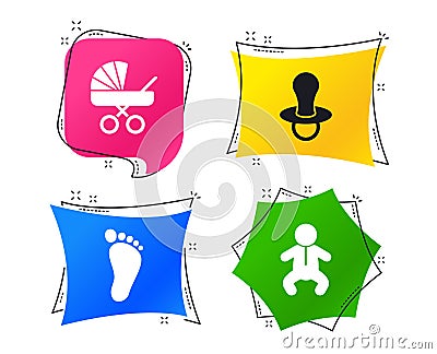 Baby infants icons. Buggy and dummy symbols. Vector Vector Illustration