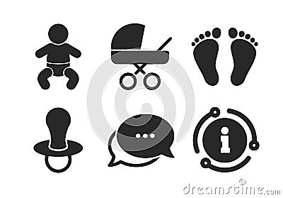 Baby infants icons. Buggy and dummy symbols. Vector Vector Illustration