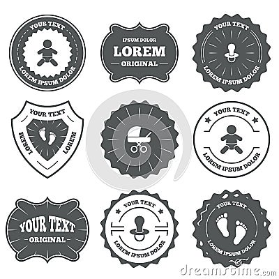 Baby infants icons. Buggy and dummy symbols Vector Illustration
