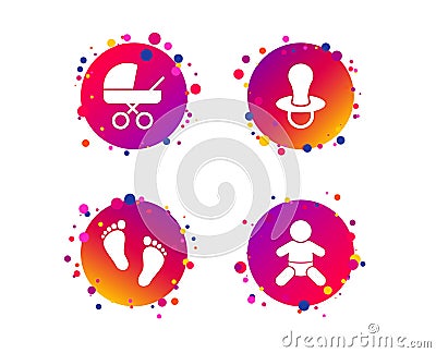 Baby infants icons. Buggy and dummy symbols. Vector Vector Illustration