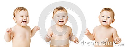 Baby Isolated over White, Body Toddler, Happy Kid Stock Photo