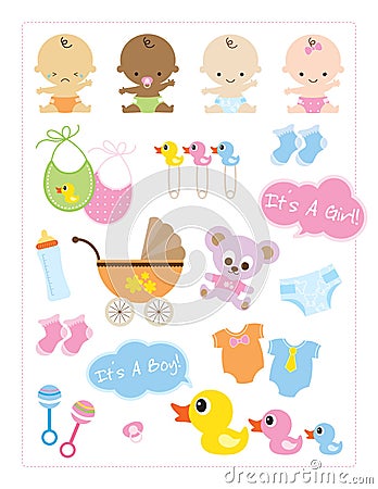 Baby Items Vector Illustration