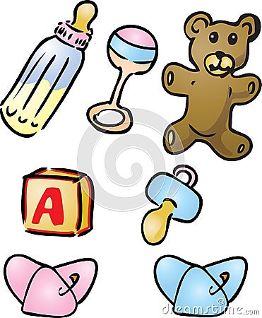 Baby items illustrations Vector Illustration