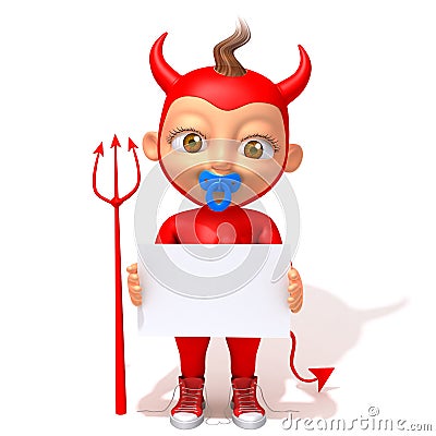 Baby Jake devil with white panel Cartoon Illustration