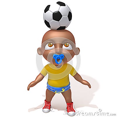 Baby Jake football player Cartoon Illustration