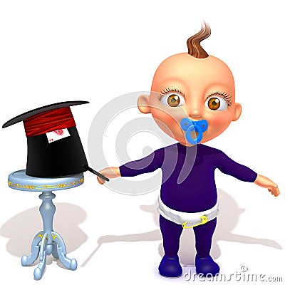 Baby Jake magician 3d illustration Cartoon Illustration