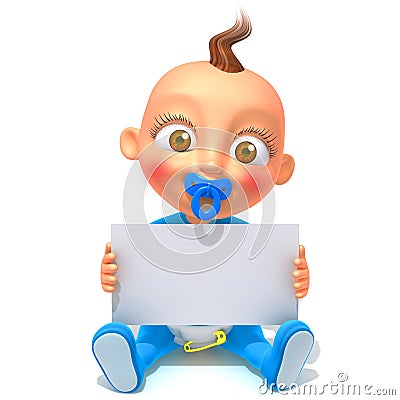 Baby Jake with white panel 3d illustration Cartoon Illustration