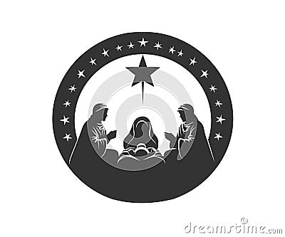 Baby jesus and three kings Minimalist stencil. Vector illustration design Vector Illustration