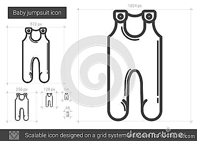Baby jumpsuit line icon. Vector Illustration