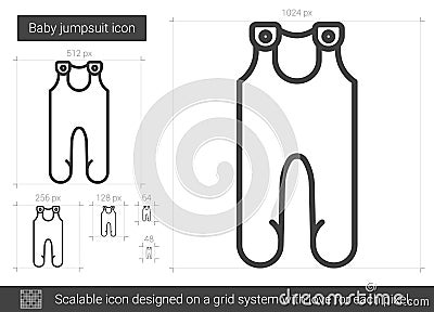 Baby jumpsuit line icon. Vector Illustration