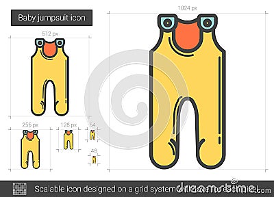 Baby jumpsuit line icon. Vector Illustration