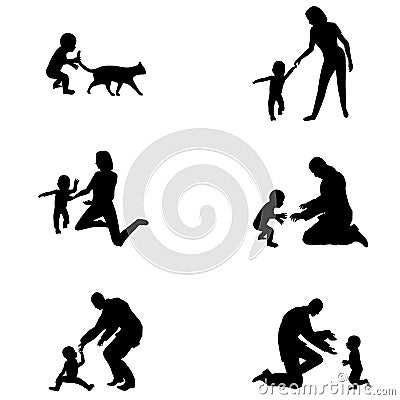 Baby Learning To Walk Cartoon Illustration