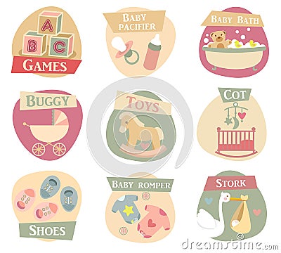 Baby life flat icons Vector Illustration