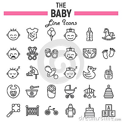 Baby line icon set, kid symbols collection Vector Illustration