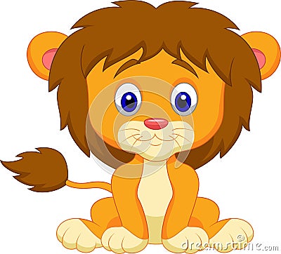 Baby lion cartoon sitting Vector Illustration