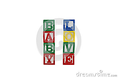 Baby Love Blocks Isolated on White Stock Photo