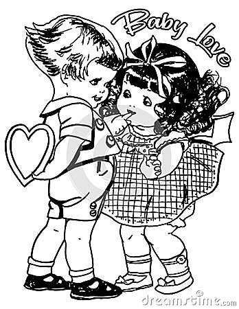 Baby Love Adorable Girl and Boy Design Stock Photo
