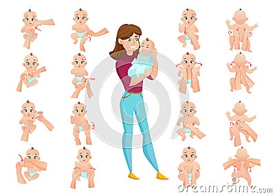 Baby Massage Set Vector Illustration