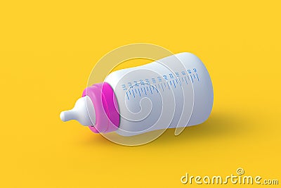 Baby milk bottle. Childcare accessories. Feeding newborns kids Stock Photo