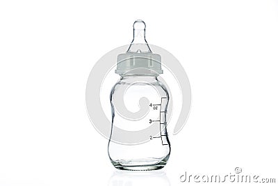 Baby milk bottle isolated on white background Stock Photo