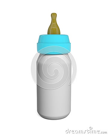 Baby Milk Bottle isolated on white Cartoon Illustration