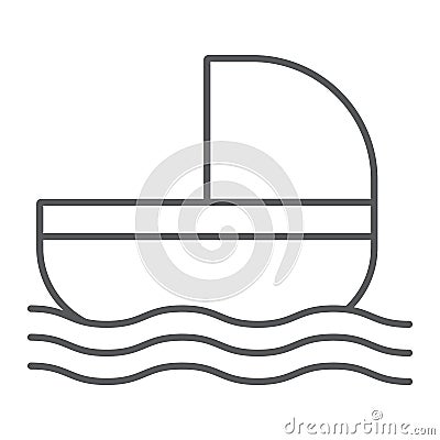 Baby moses thin line icon, religion and jewish, baby basket sign, vector graphics, a linear pattern on a white Vector Illustration