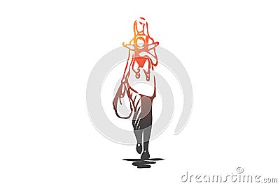 Baby, mother, bag, parenting, busy concept. Hand drawn isolated vector. Vector Illustration