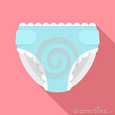 Baby nappy icon, flat style Vector Illustration