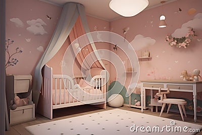 Baby new born and children bedroom designed in modern and classical style cosy resting space Stock Photo