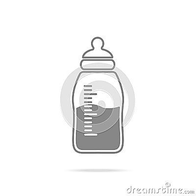Baby Nipple Bottle Blue Flat Icon On White Background Stock Photo