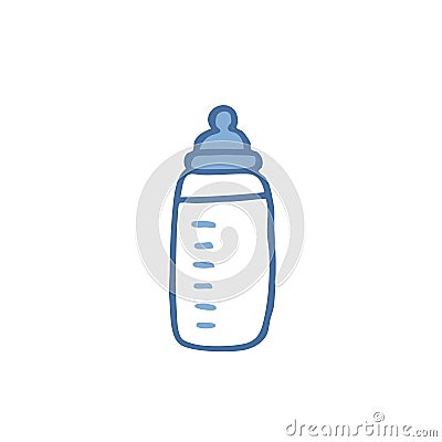 Baby nipple bottle doodle icon, vector illustration Cartoon Illustration