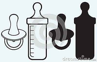 Baby pacifier and bottle Vector Illustration