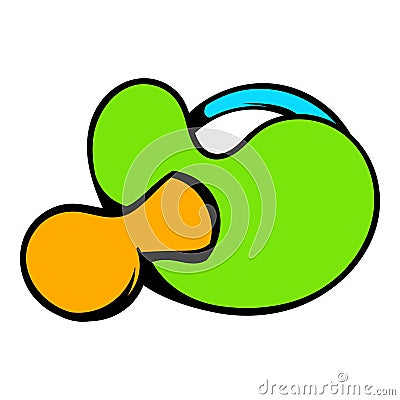 Baby pacifier with green handle icon, icon cartoon Vector Illustration