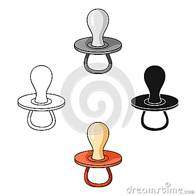 Baby pacifier icon in cartoon,black style isolated on white background. Baby born symbol stock vector illustration. Vector Illustration