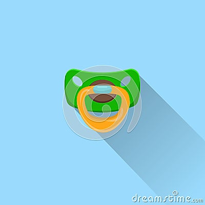 Baby Pacifier Icon With Long Shadow, Dummy, Soother Or Teether Vector Illustration