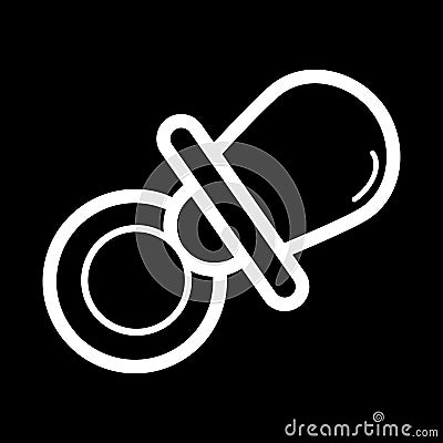 Baby pacifier vector icon. Black and white baby dummy illustration. Outline linear icon. Vector Illustration