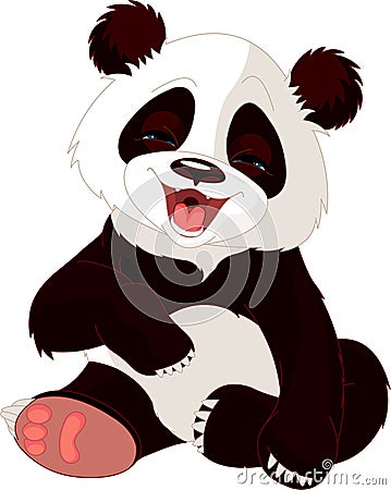 Baby Panda laughing Vector Illustration