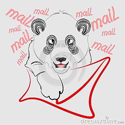 Baby panda postman vector Vector Illustration