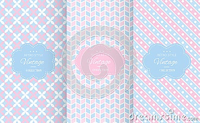 Baby pastel different vector seamless patterns. Vector Illustration