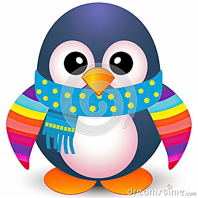 Baby penguin cartoon illustration. Baby penguin illustration with colorful bodies. Beautiful baby penguin cartoon design Cartoon Illustration