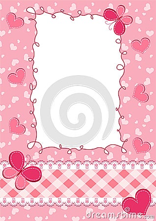 Baby pink frame. Vector Illustration
