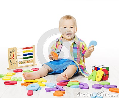 Baby Playing Education Toys, Kid Play Alphabet Letters Numbers L Stock Photo