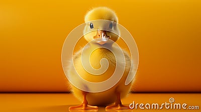 Yellow Duck In Realistic Hyper-detailed Rendering Stock Photo