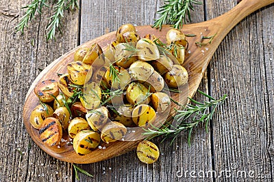 Baby potatoes from the grill Stock Photo