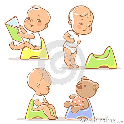 Baby on potty. Vector Illustration