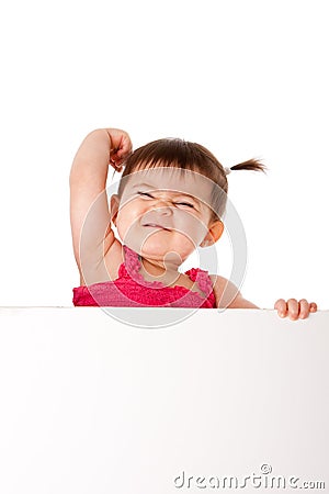Baby power with white board Stock Photo